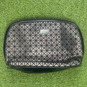 Giorgio Armani Cosmetics Geometric Prism Makeup Bag Metallic Pewter Black Zip